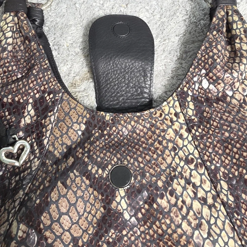 Brighton Hobo Shoulder Bag Snakeskin Print Braided Strap‎ Womens Large PRISTINE